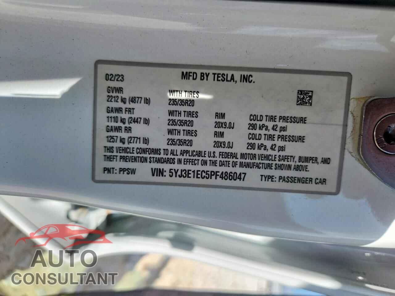 TESLA MODEL 3 2023 - 5YJ3E1EC5PF486047