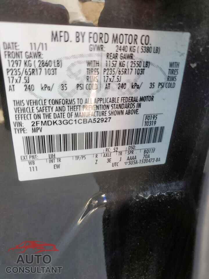 FORD EDGE 2012 - 2FMDK3GC1CBA52927