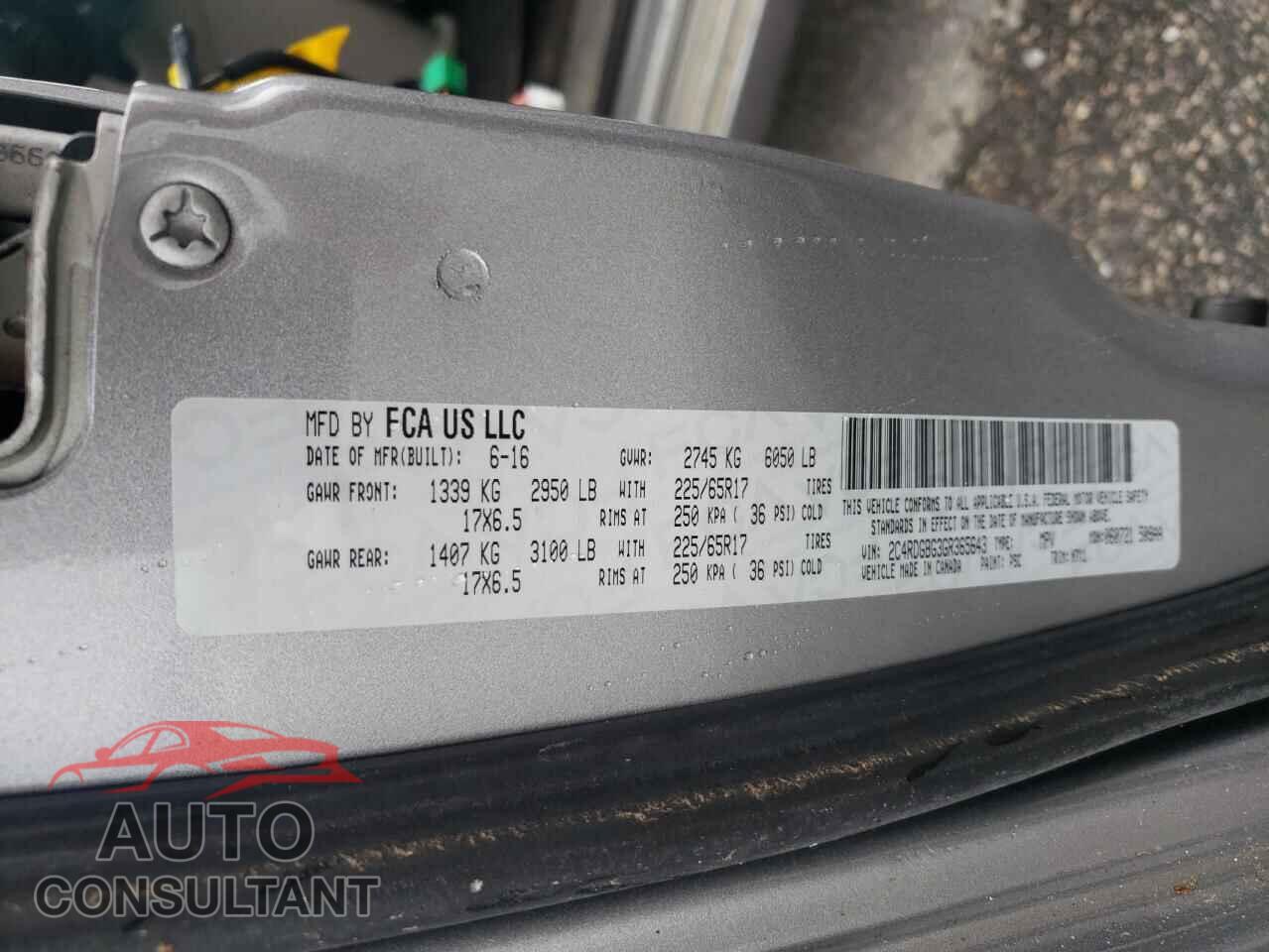 DODGE CARAVAN 2016 - 2C4RDGBG3GR365643