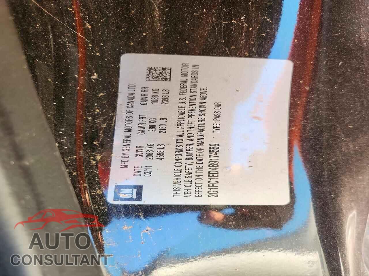 CHEVROLET CAMARO 2011 - 2G1FC1ED4B9174559