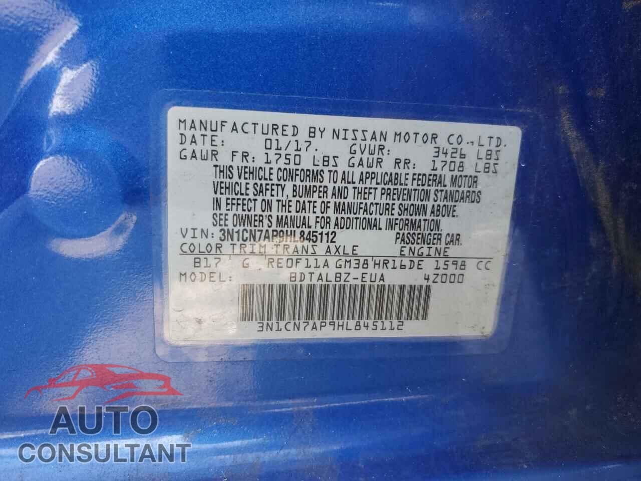NISSAN VERSA 2017 - 3N1CN7AP9HL845112