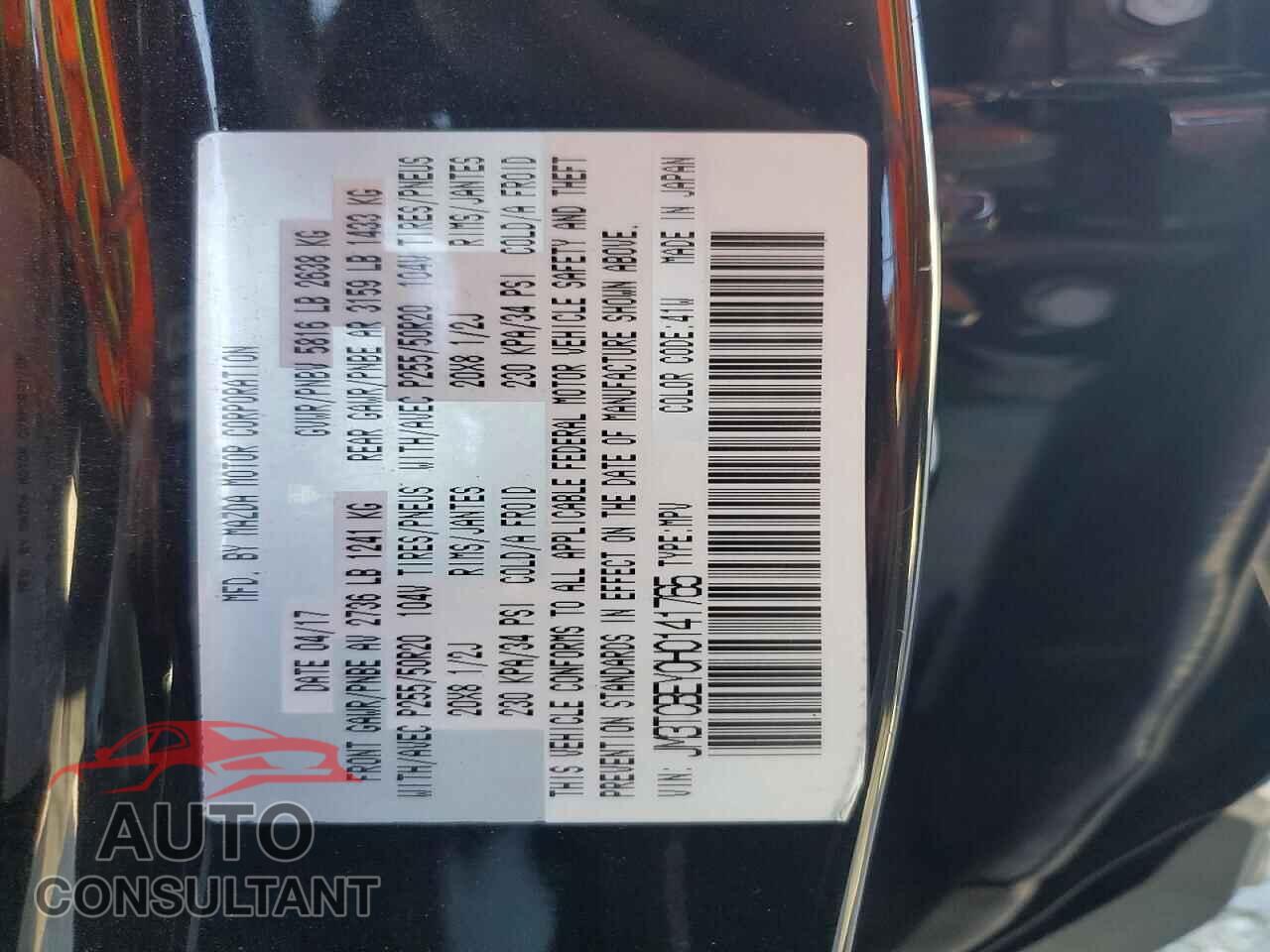 MAZDA CX-9 2017 - JM3TCBEY0H0141765