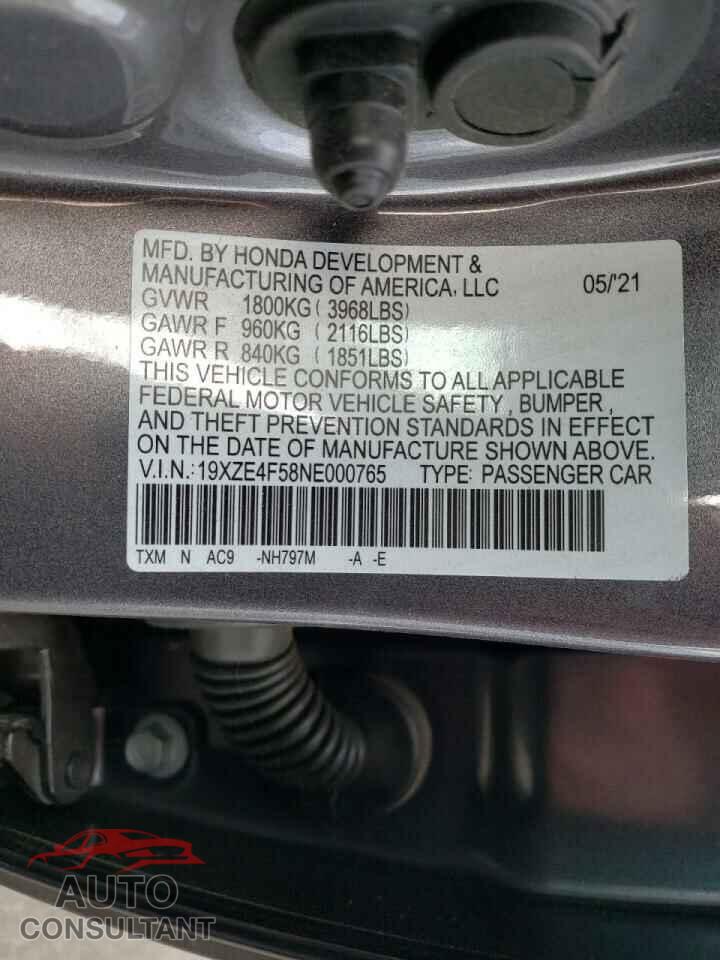 HONDA INSIGHT 2022 - 19XZE4F58NE000765
