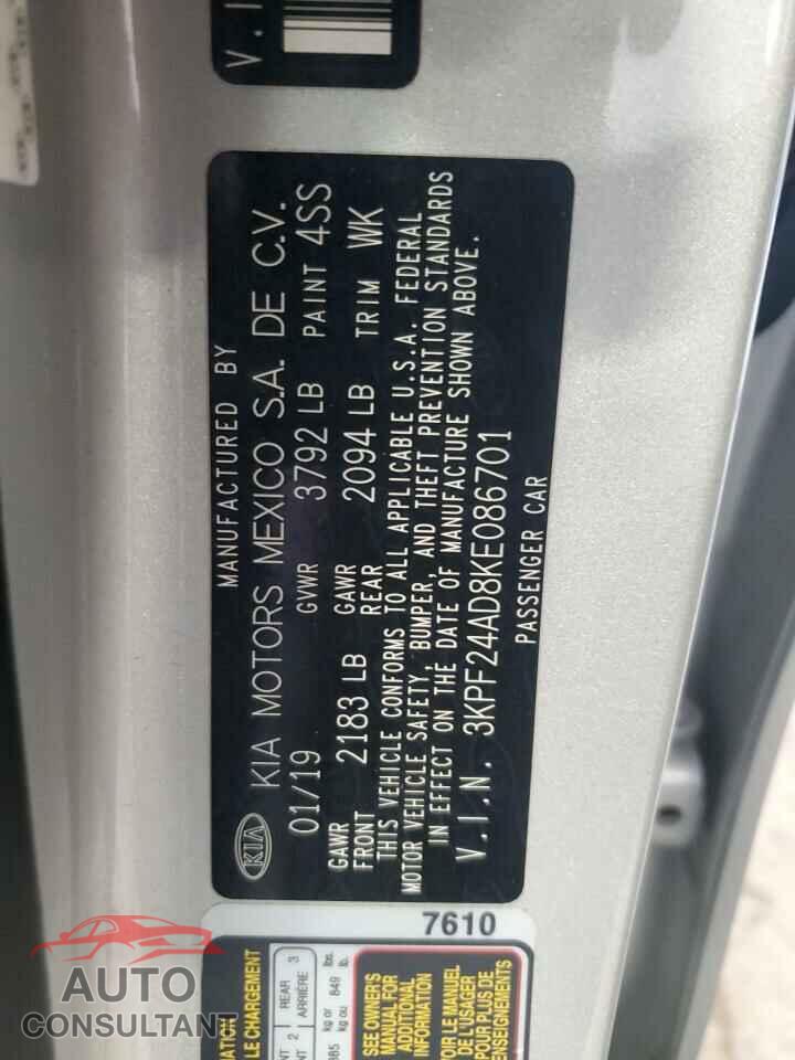 KIA FORTE 2019 - 3KPF24AD8KE086701