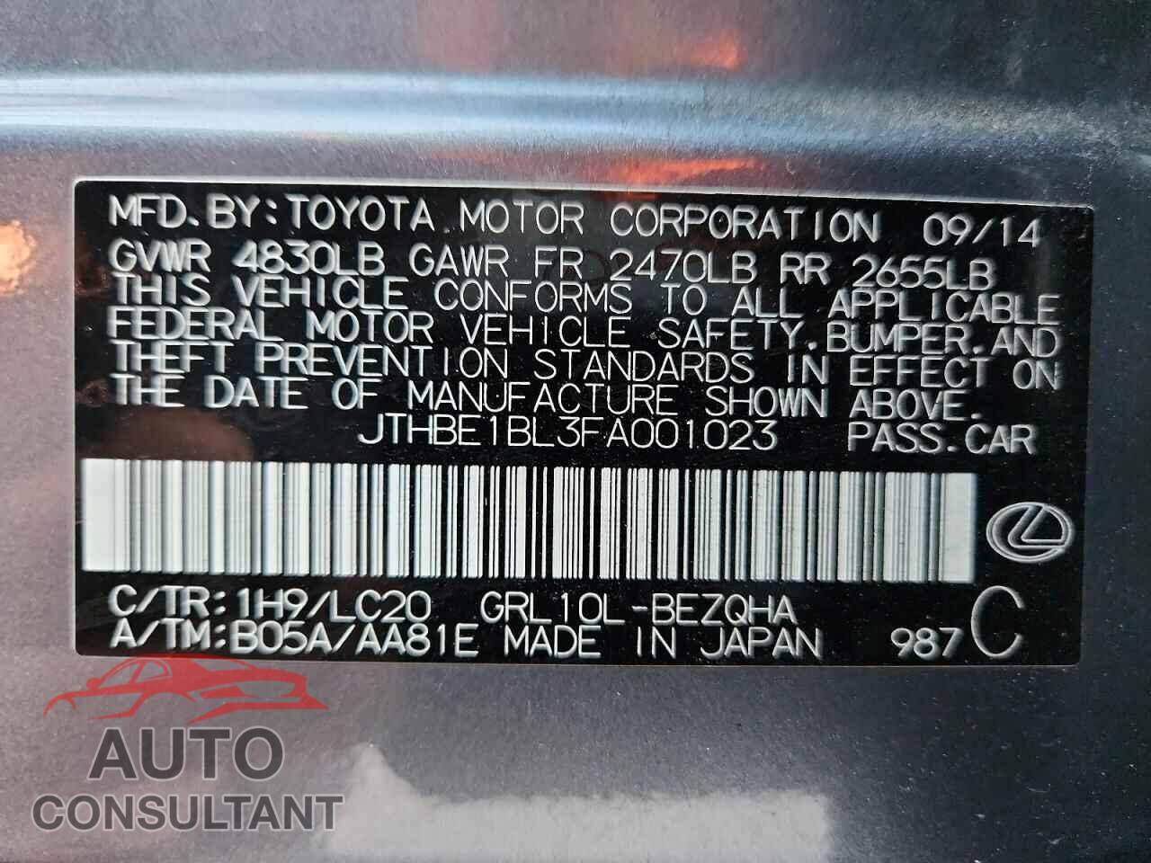 LEXUS GS350 2015 - JTHBE1BL3FA001023