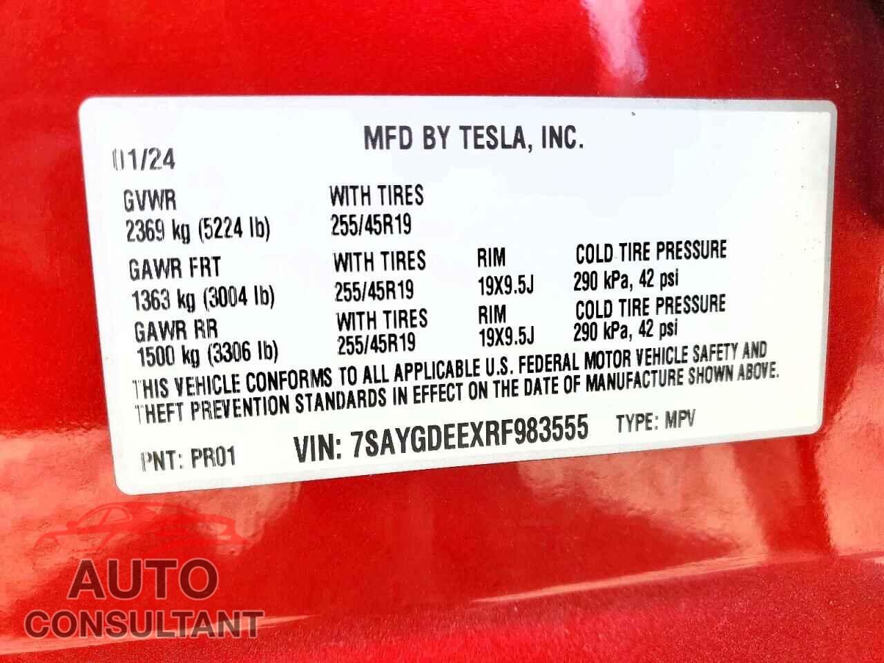 TESLA MODEL Y 2024 - 7SAYGDEEXRF983555