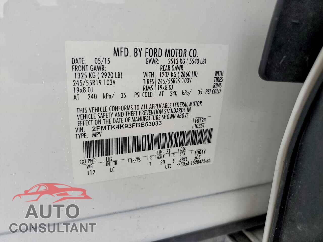FORD EDGE 2015 - 2FMTK4K93FBB53033