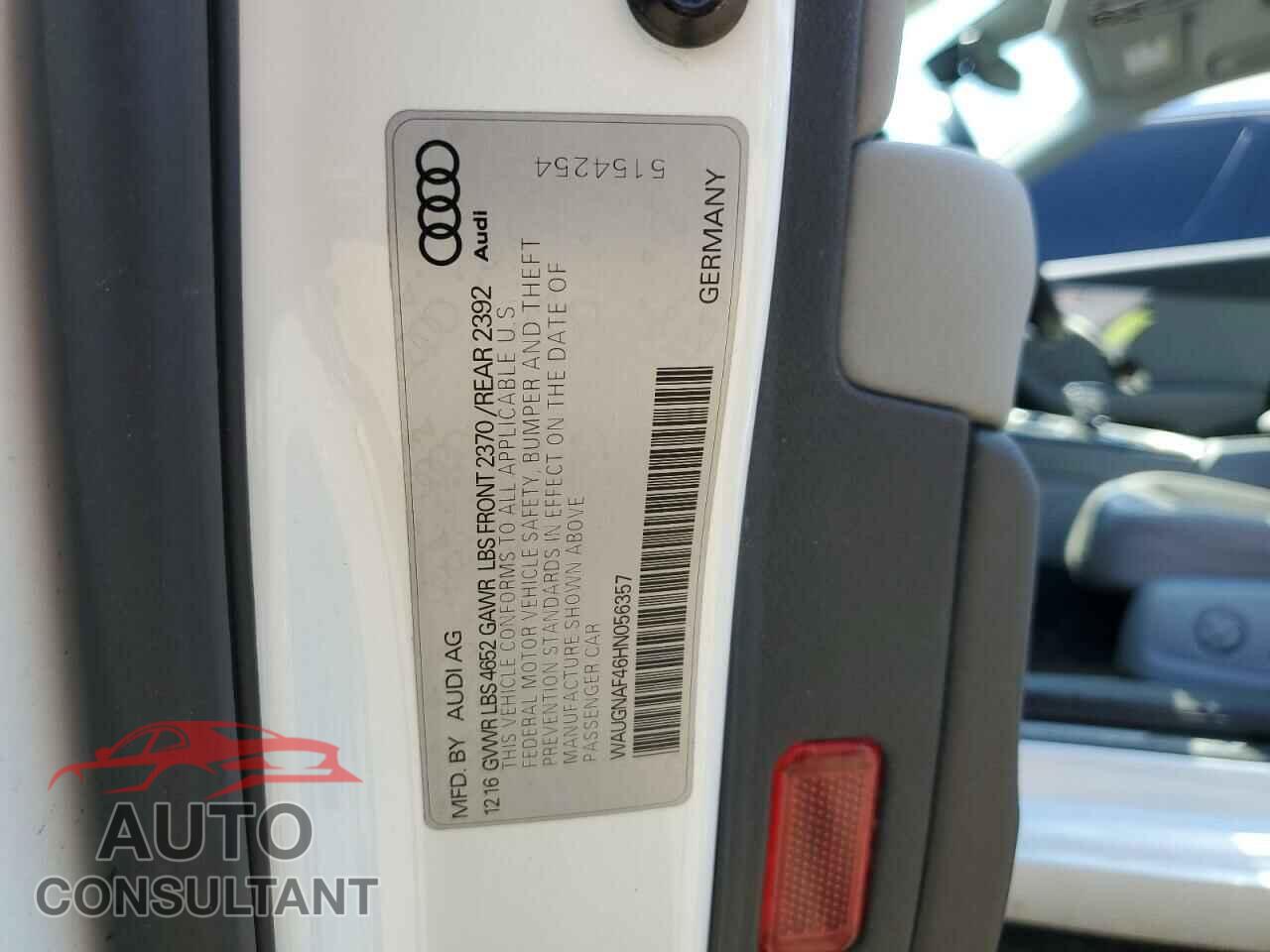 AUDI A4 2017 - WAUGNAF46HN056357