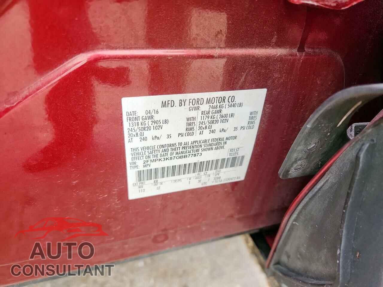 FORD EDGE 2016 - 2FMPK3K87GBB77873