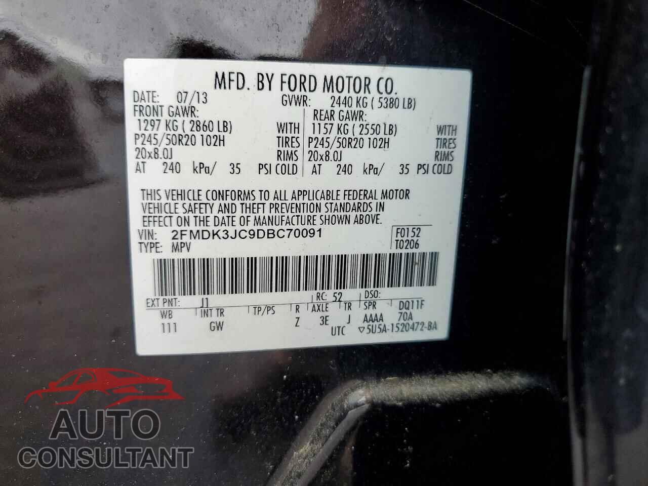 FORD EDGE 2013 - 2FMDK3JC9DBC70091