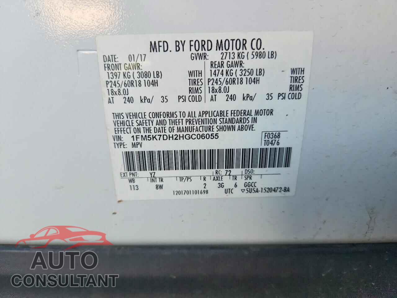 FORD EXPLORER 2017 - 1FM5K7DH2HGC06055
