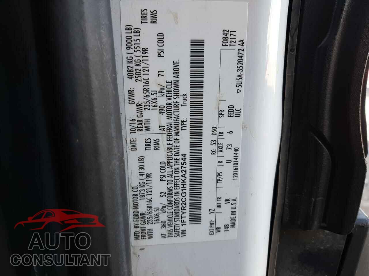 FORD TRANSIT 2017 - 1FTYR2CG1HKA27544