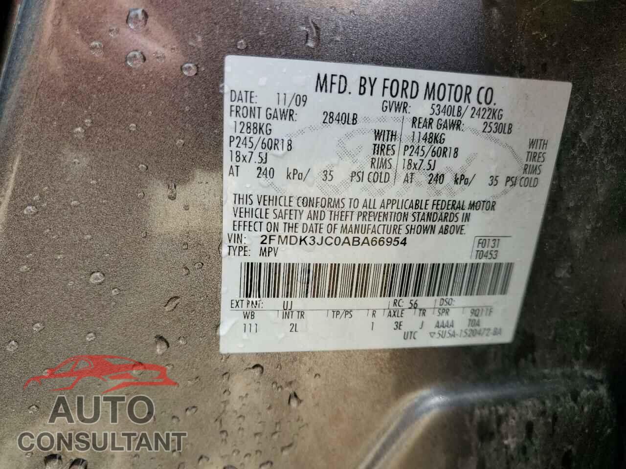 FORD EDGE 2010 - 2FMDK3JC0ABA66954