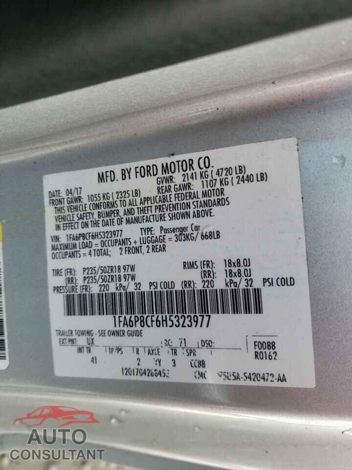 FORD MUSTANG 2017 - 1FA6P8CF6H5323977