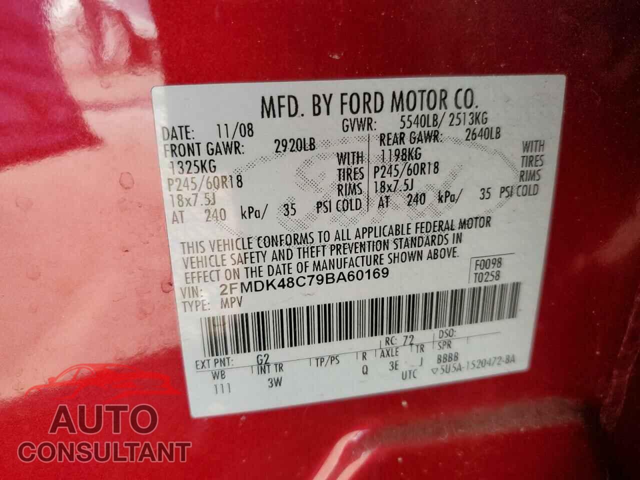 FORD EDGE 2009 - 2FMDK48C79BA60169
