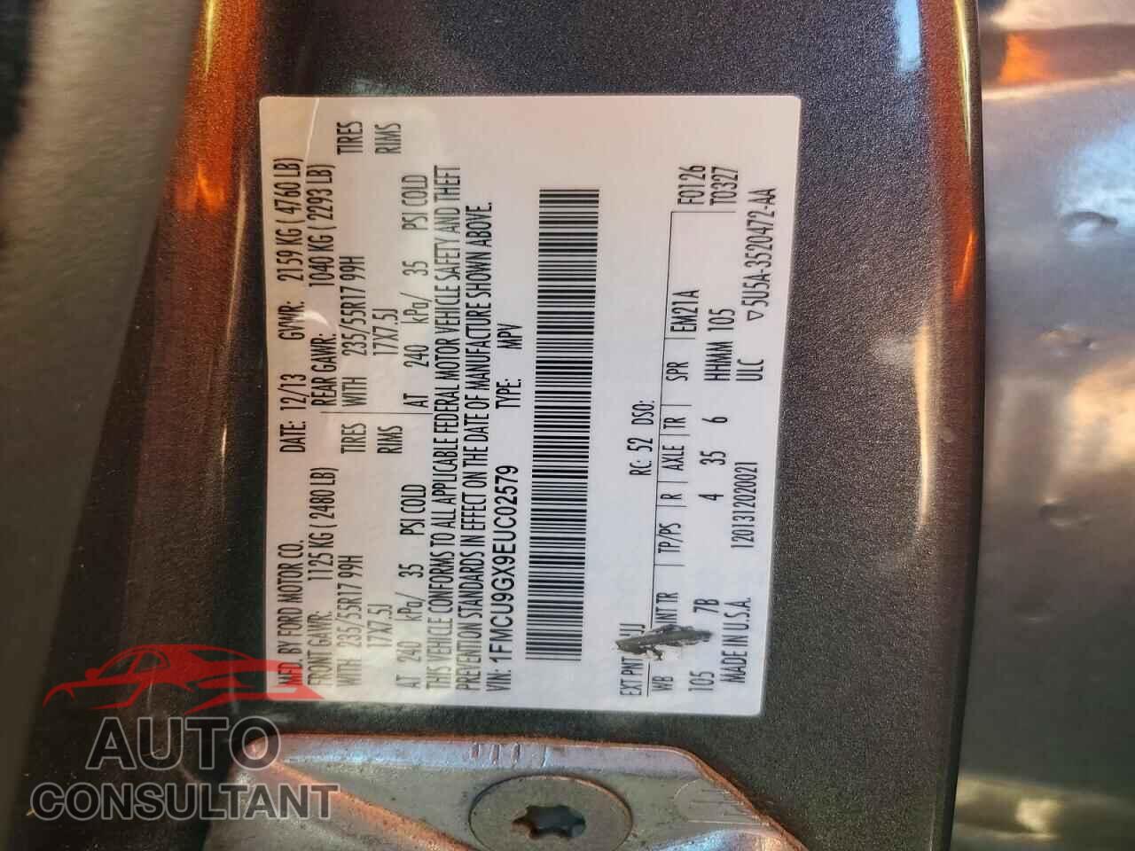 FORD ESCAPE 2014 - 1FMCU9GX9EUC02579