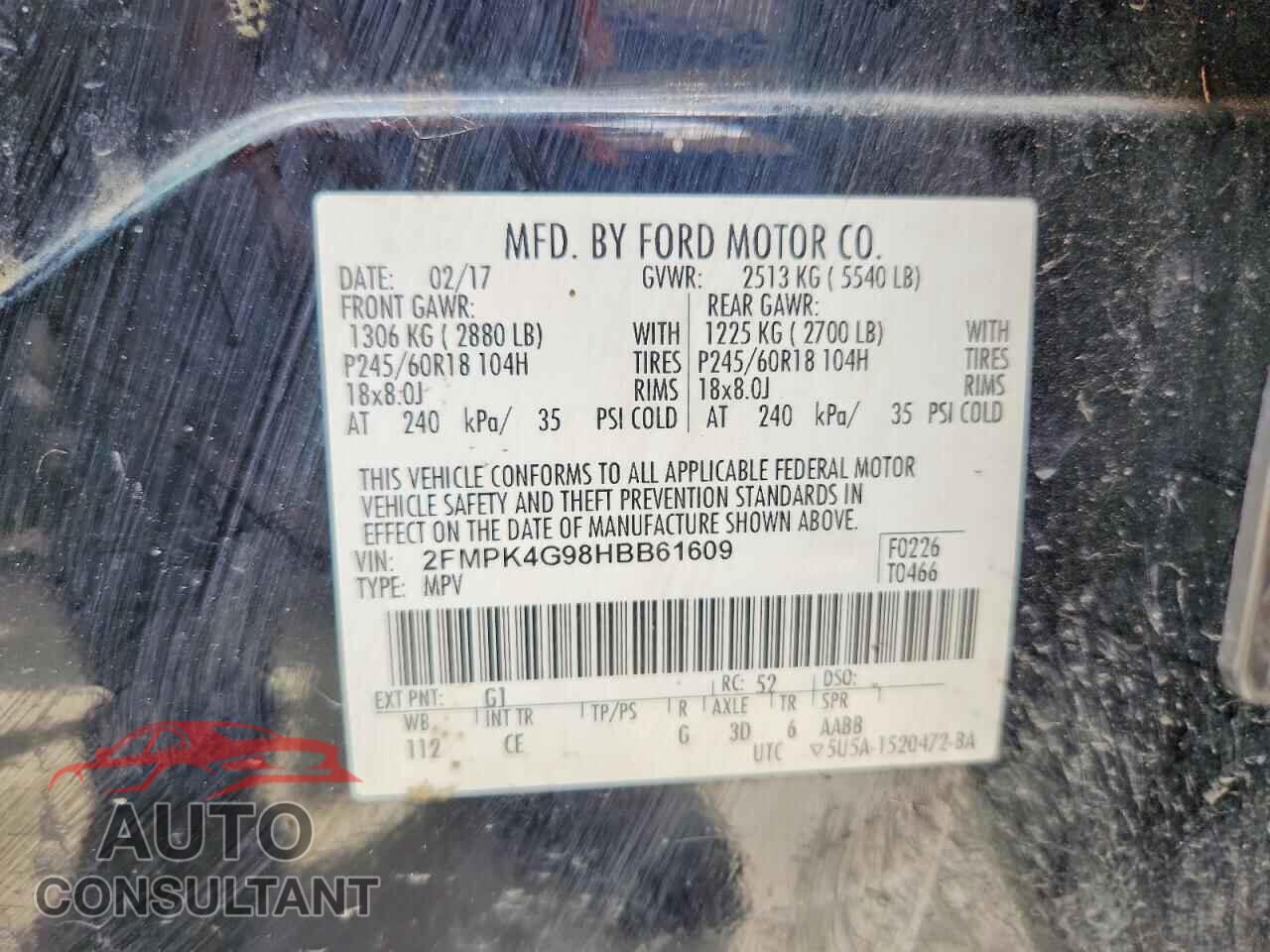 FORD EDGE 2017 - 2FMPK4G98HBB61609