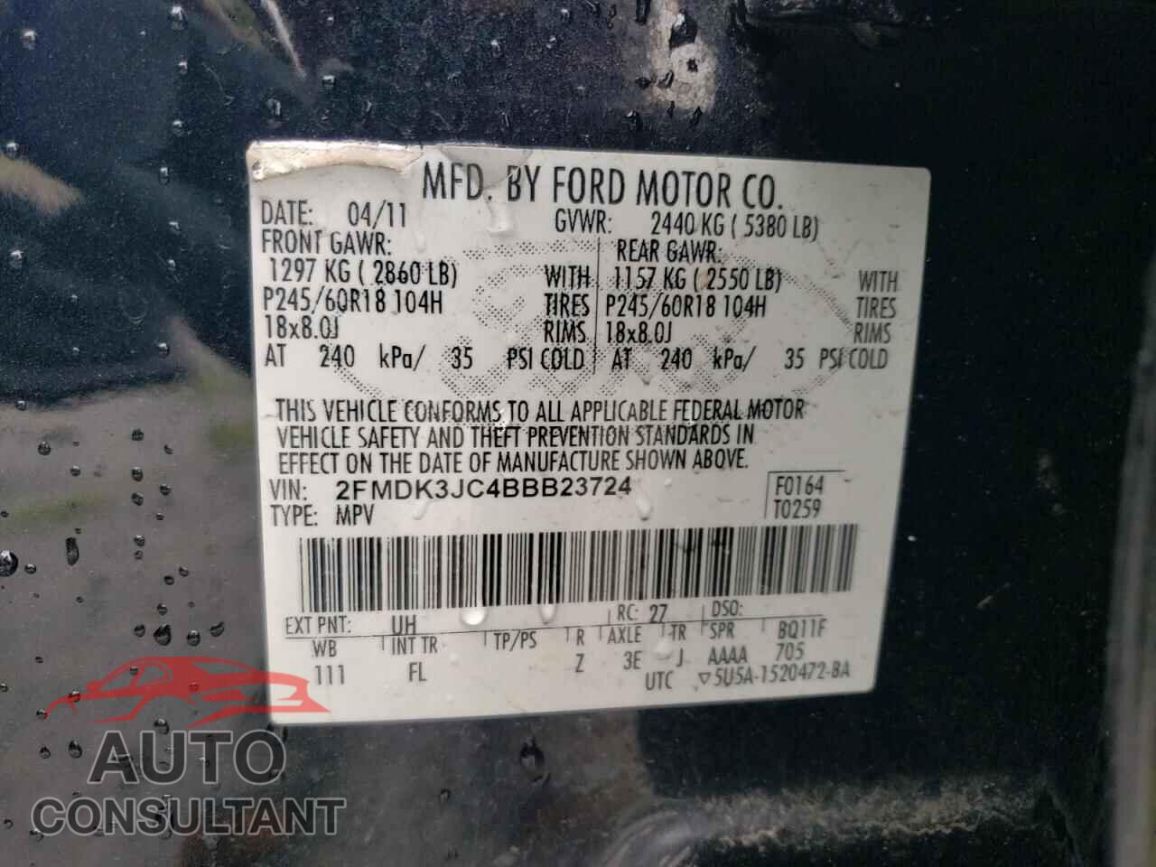 FORD EDGE 2011 - 2FMDK3JC4BBB23724
