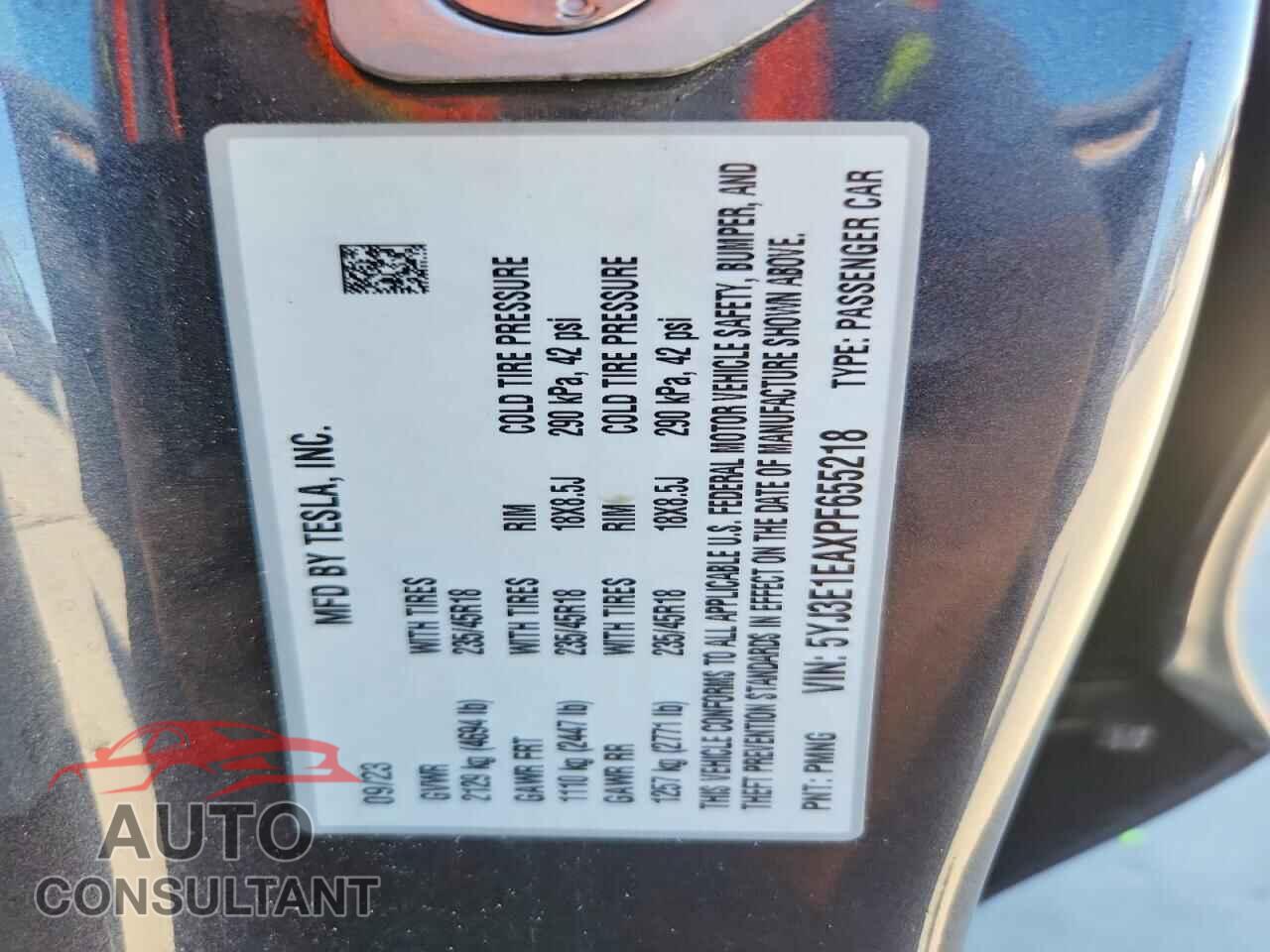 TESLA MODEL 3 2023 - 5YJ3E1EAXPF655218