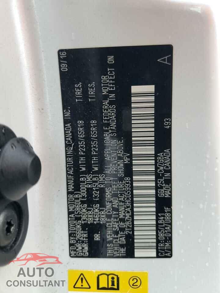 LEXUS RX350 2017 - 2T2BZMCA3HC059938