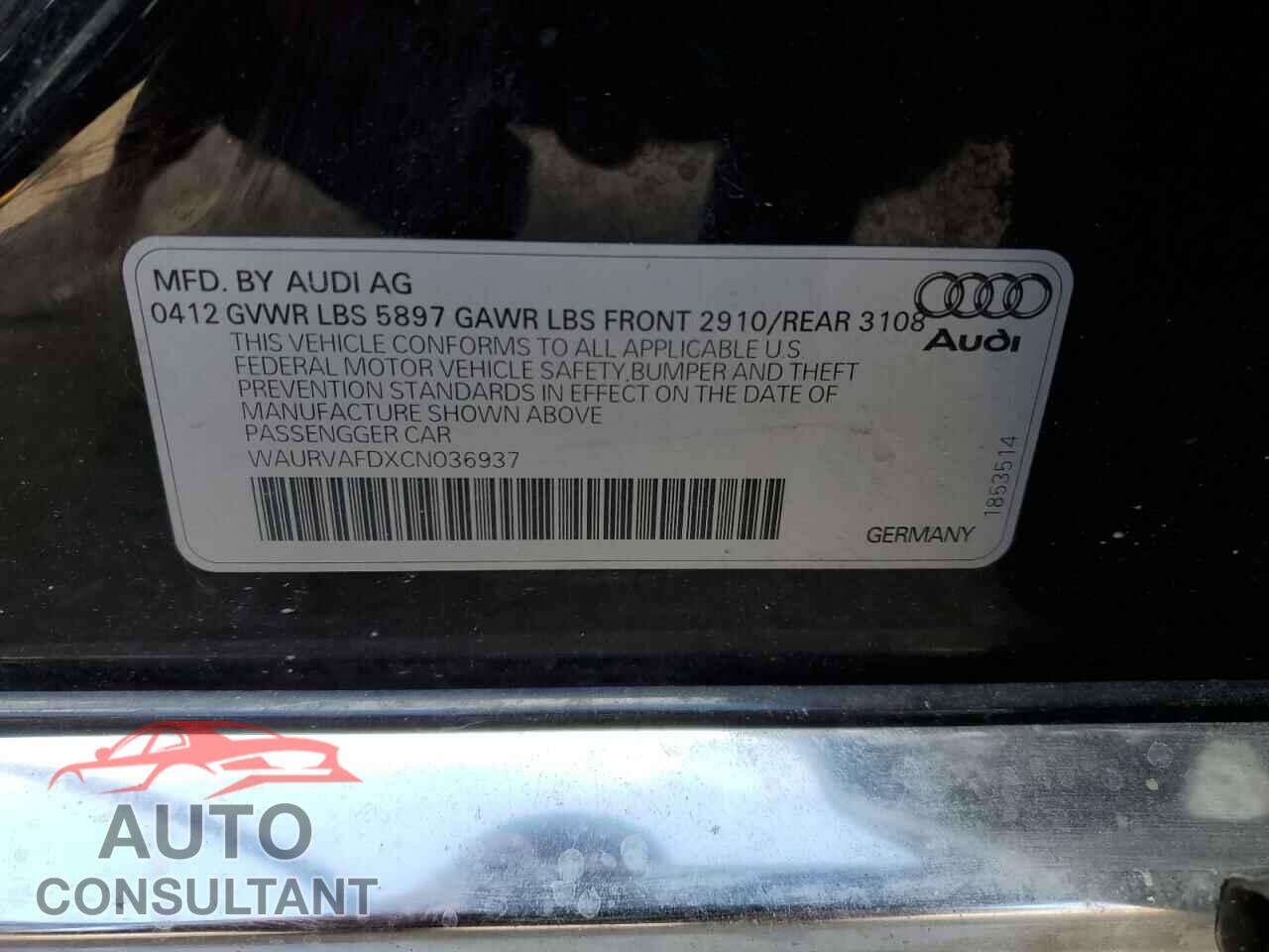 AUDI A8 2012 - WAURVAFDXCN036937
