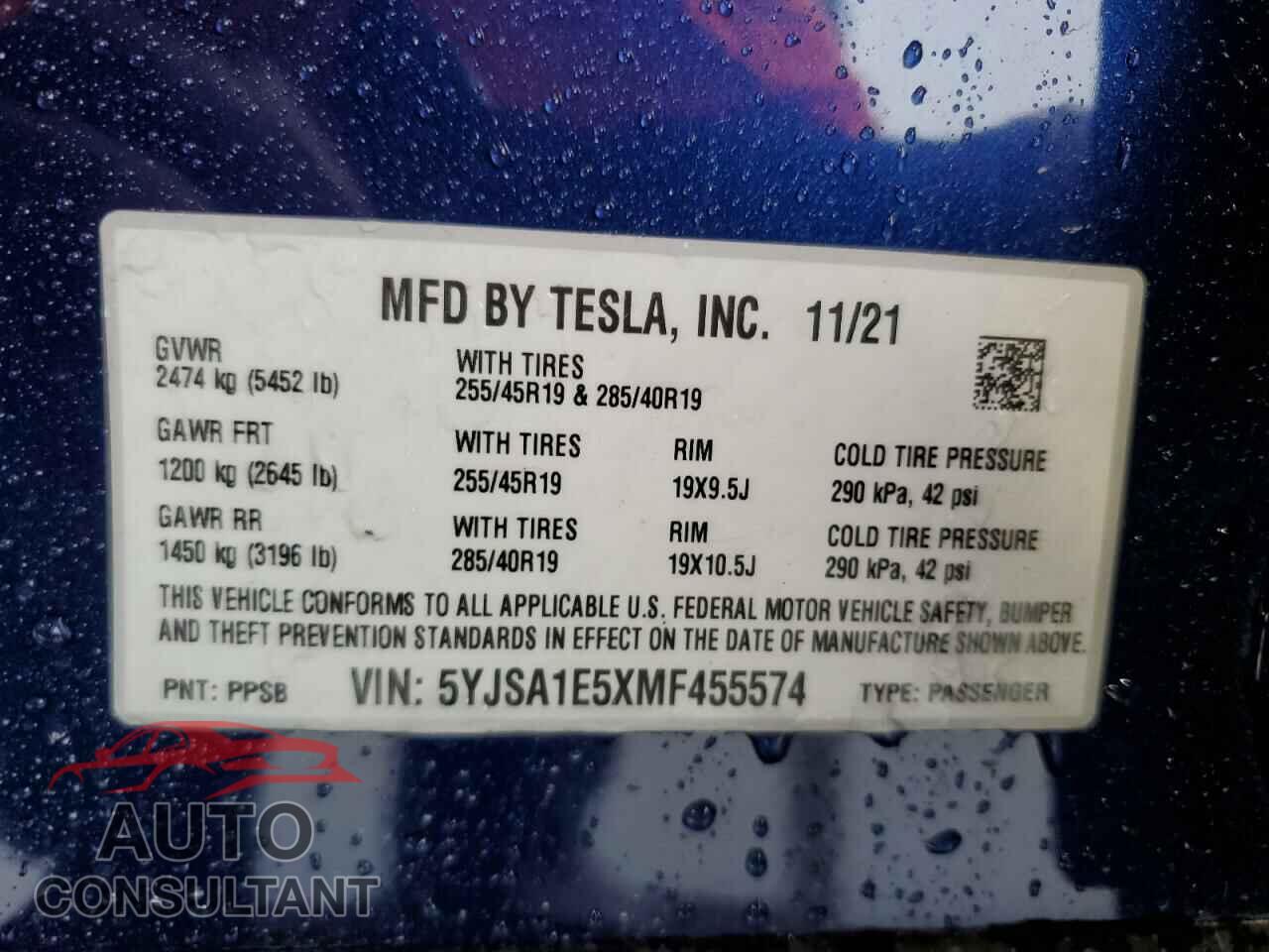 TESLA MODEL S 2021 - 5YJSA1E5XMF455574
