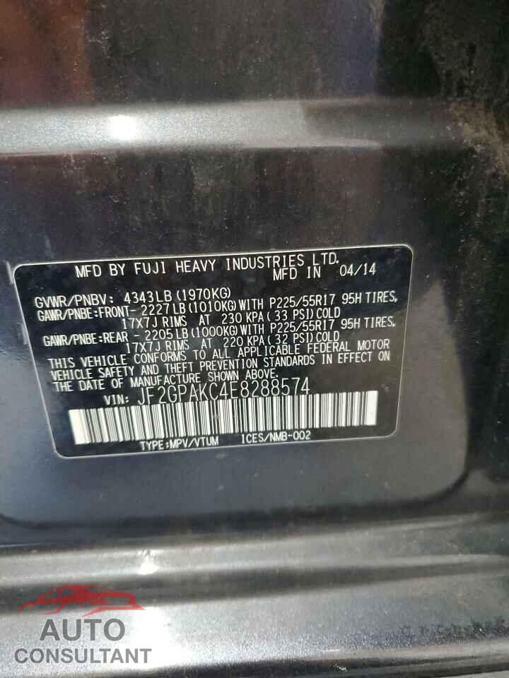 SUBARU XV 2014 - JF2GPAKC4E8288574