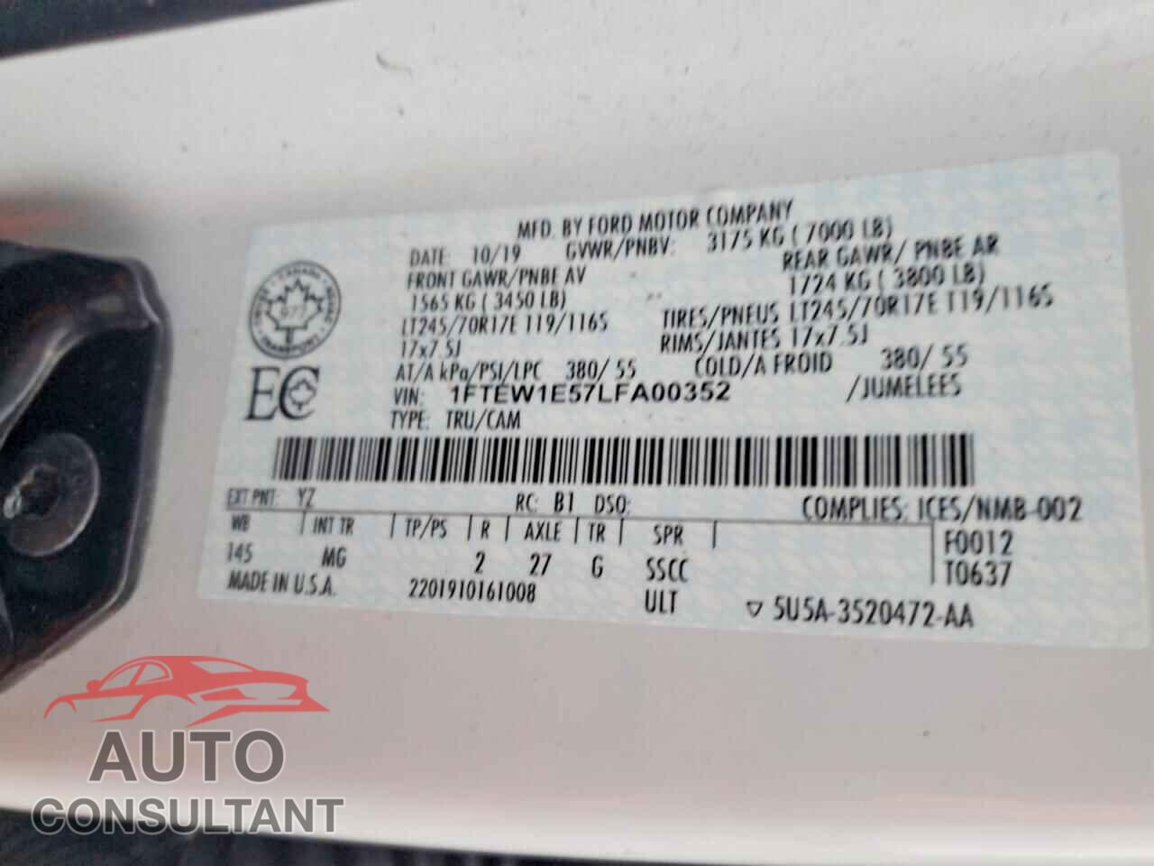 FORD F150 2020 - 1FTEW1E57LFA00352