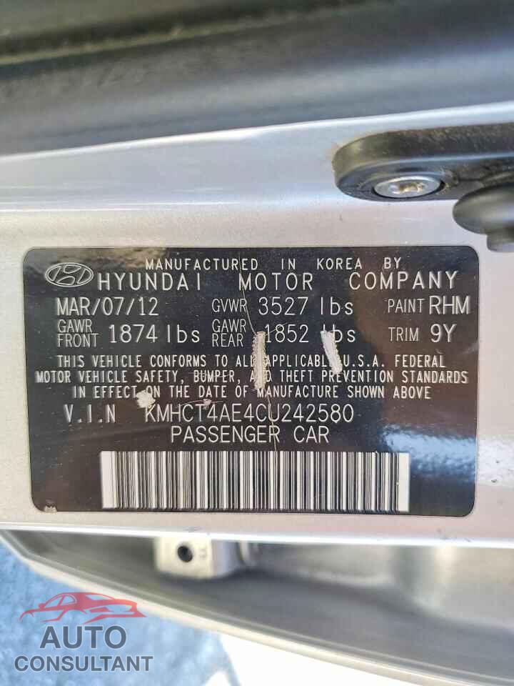 HYUNDAI ACCENT 2012 - KMHCT4AE4CU242580