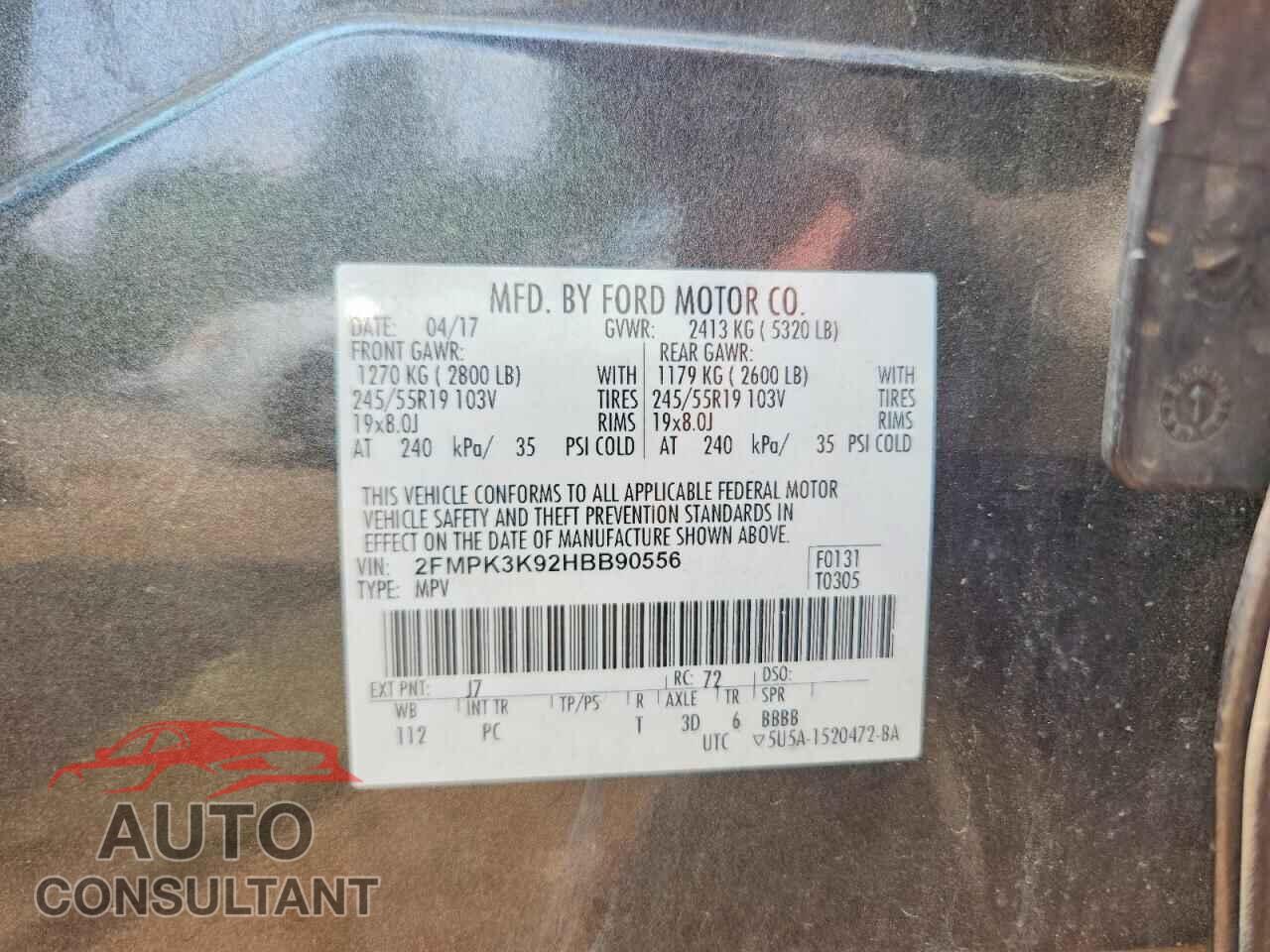 FORD EDGE 2017 - 2FMPK3K92HBB90556
