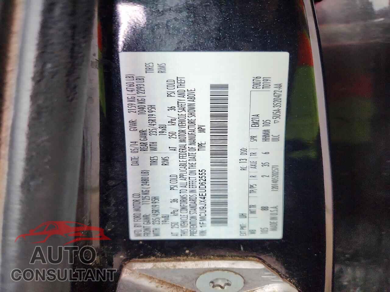 FORD ESCAPE 2014 - 1FMCU9JX4EUD62555
