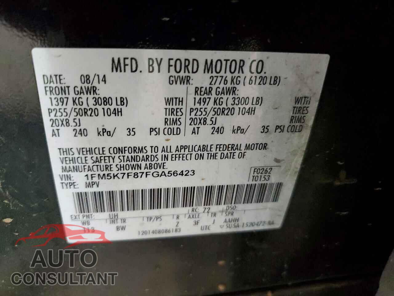 FORD EXPLORER 2015 - 1FM5K7F87FGA56423