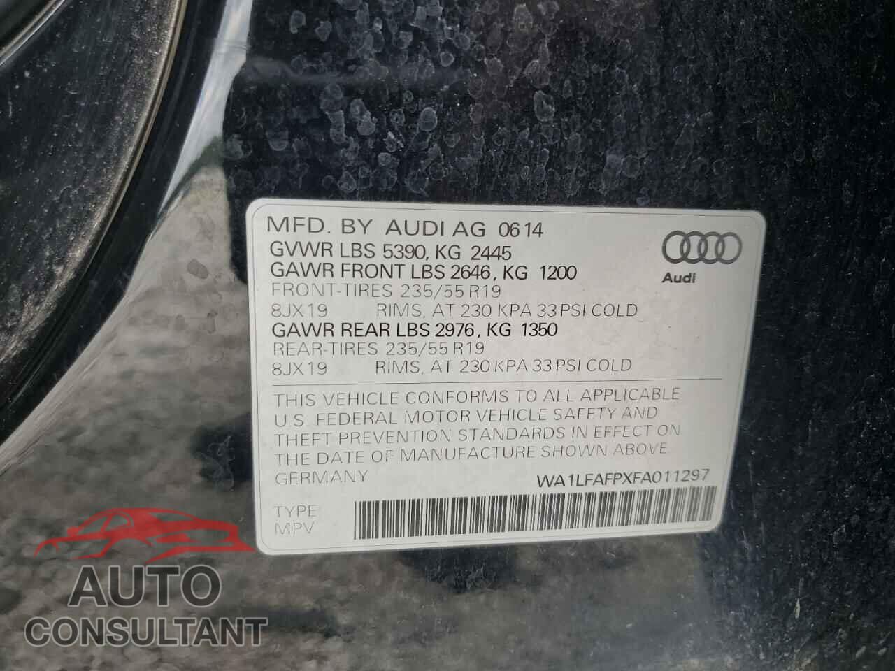 AUDI Q5 2015 - WA1LFAFPXFA011297