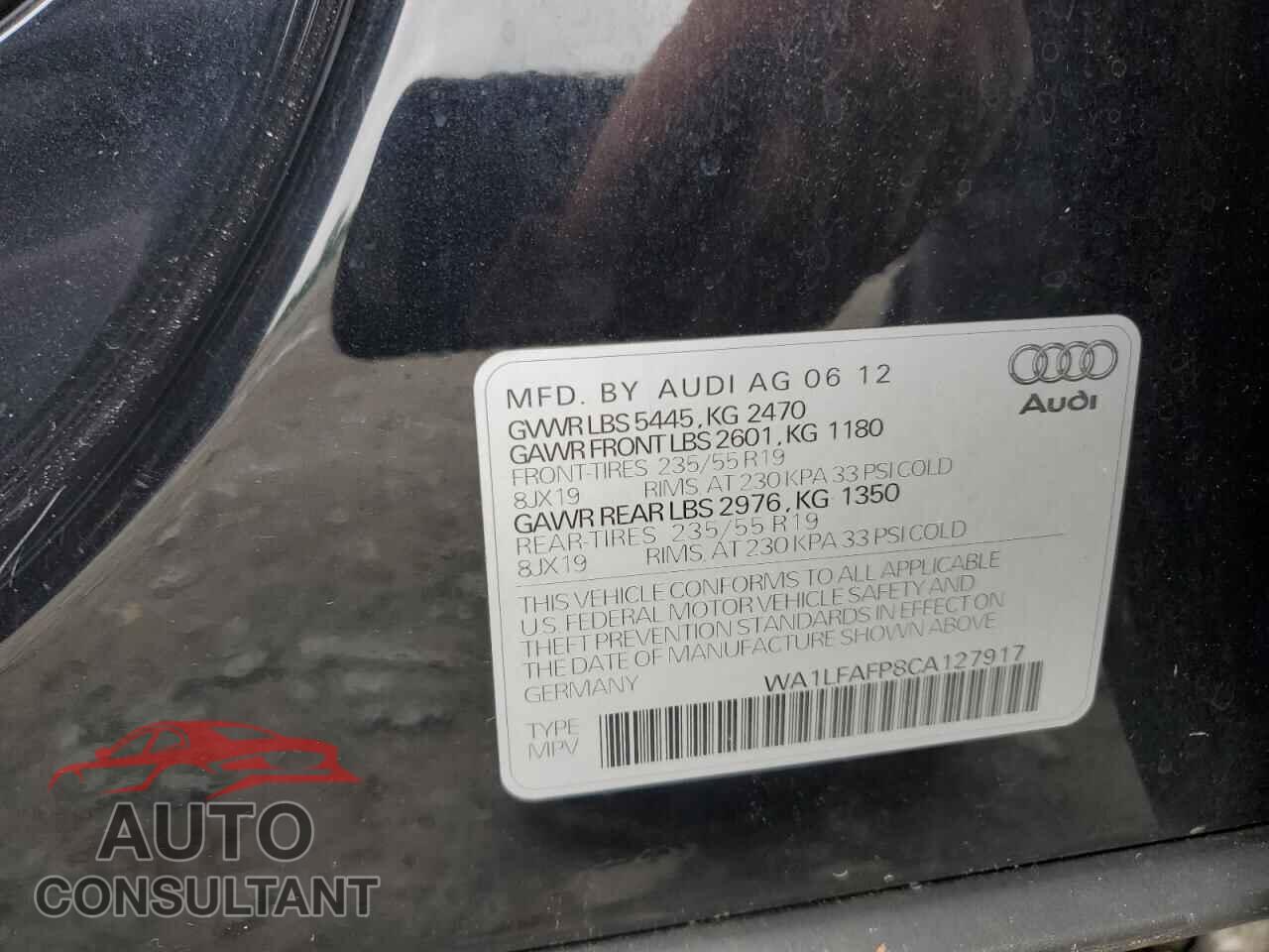 AUDI Q5 2012 - WA1LFAFP8CA127917