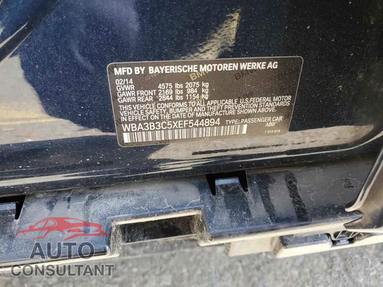 BMW 3 SERIES 2014 - WBA3B3C5XEF544894