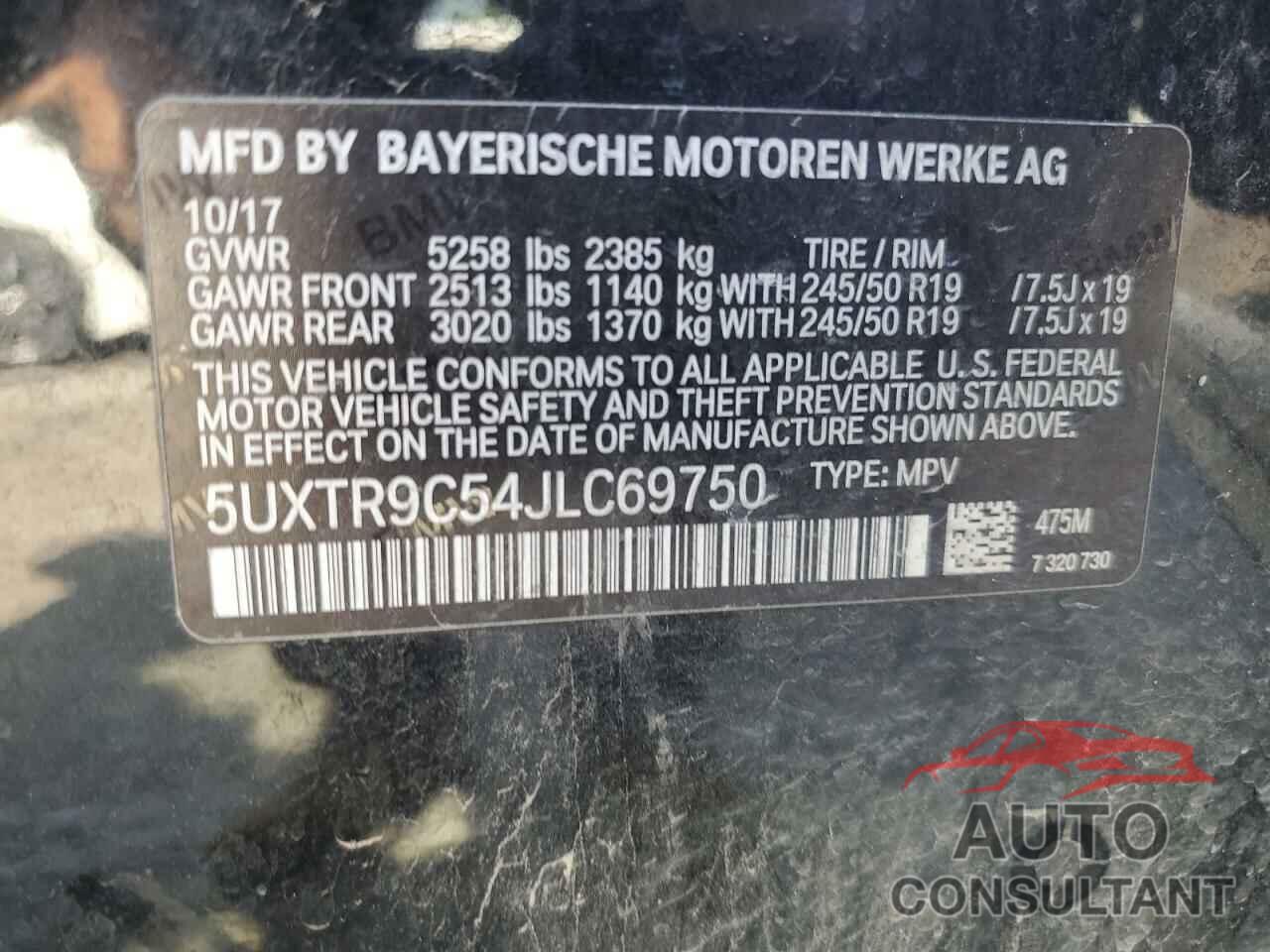 BMW X3 2018 - 5UXTR9C54JLC69750