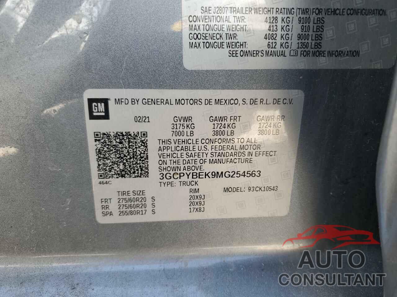 CHEVROLET ALL Models 2021 - 3GCPYBEK9MG254563