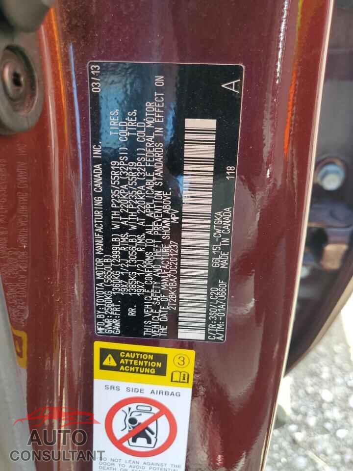 LEXUS RX350 2013 - 2T2BK1BA7DC201237