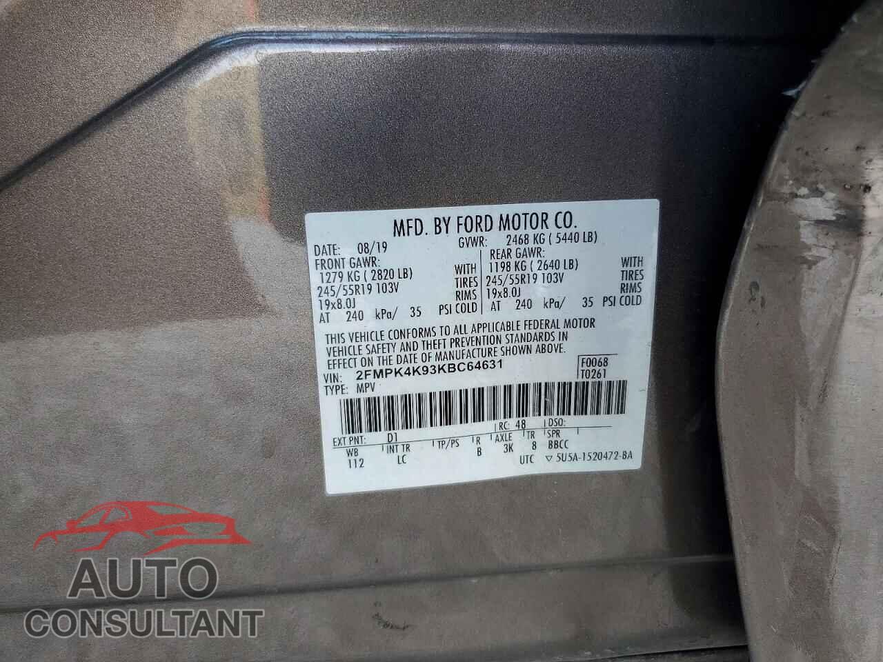 FORD EDGE 2019 - 2FMPK4K93KBC64631