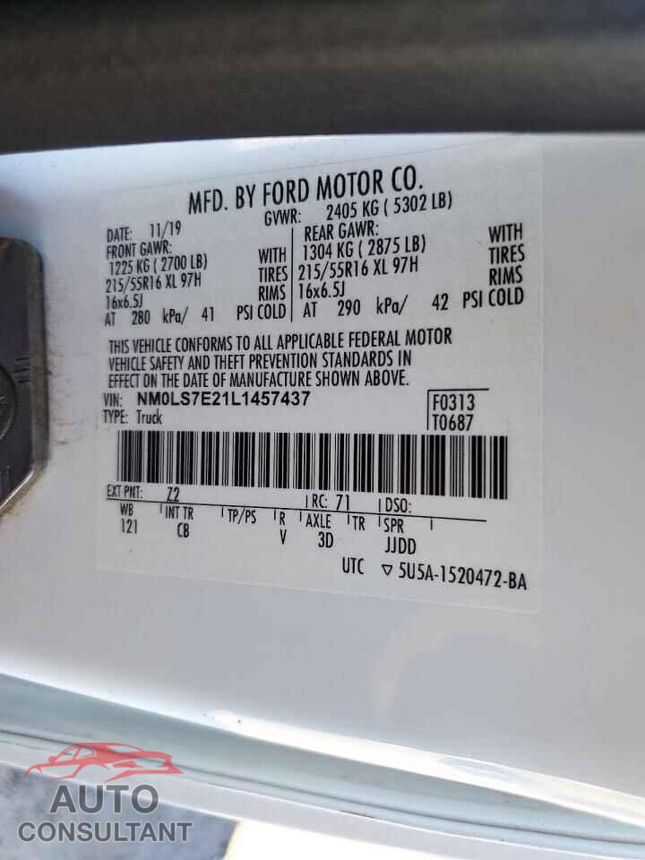 FORD TRANSIT 2020 - NM0LS7E21L1457437