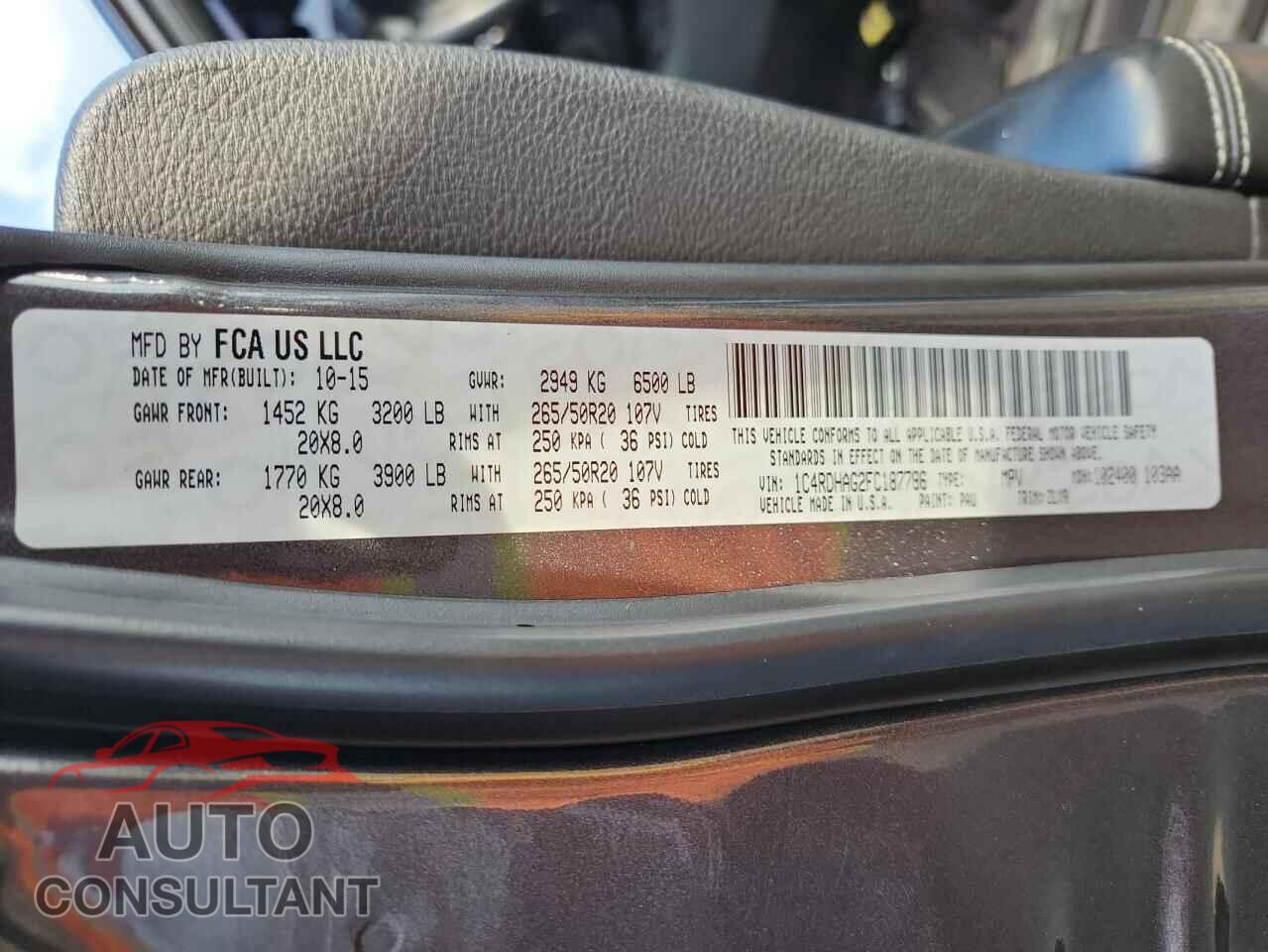 DODGE DURANGO 2015 - 1C4RDHAG2FC187786