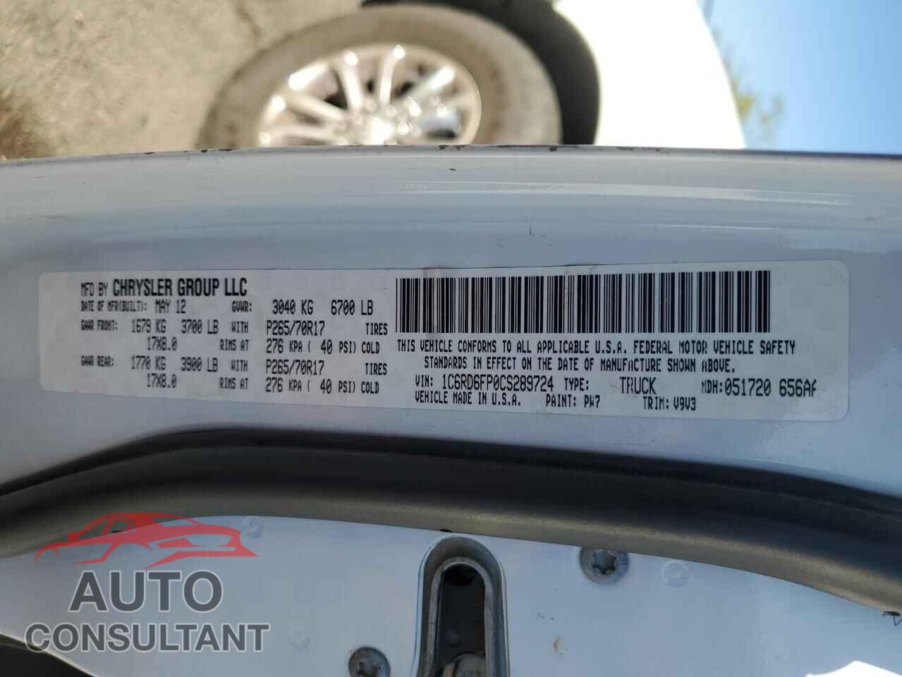 DODGE RAM 1500 2012 - 1C6RD6FP0CS289724