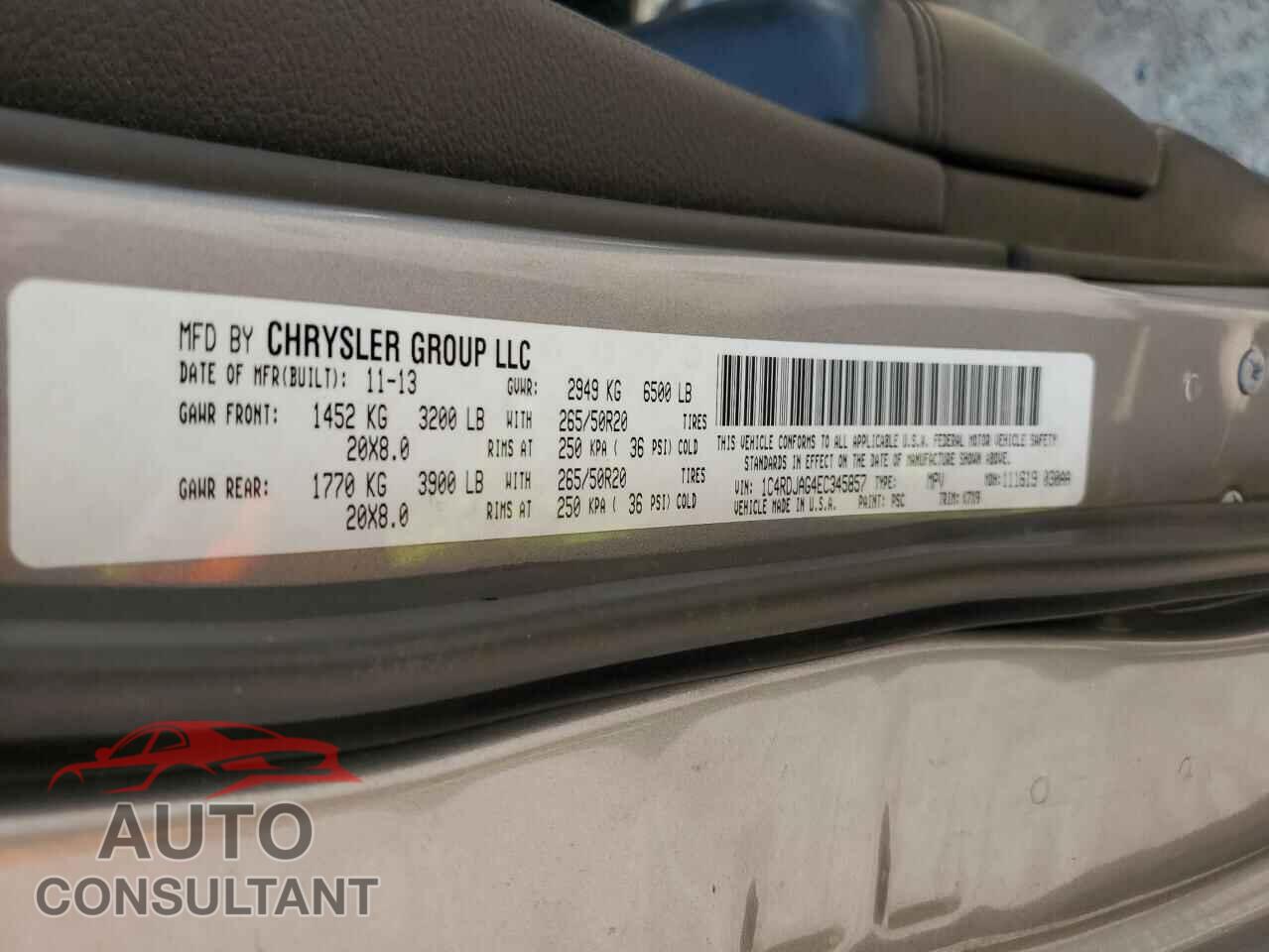 DODGE DURANGO 2014 - 1C4RDJAG4EC345857