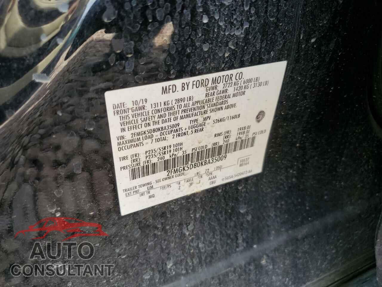 FORD FLEX 2019 - 2FMGK5D80KBA35009