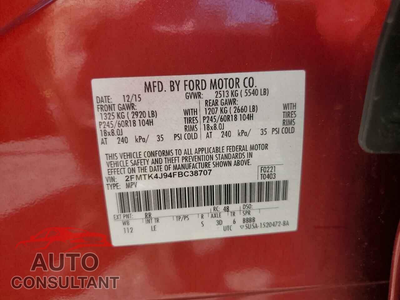 FORD EDGE 2015 - 2FMTK4J94FBC38707