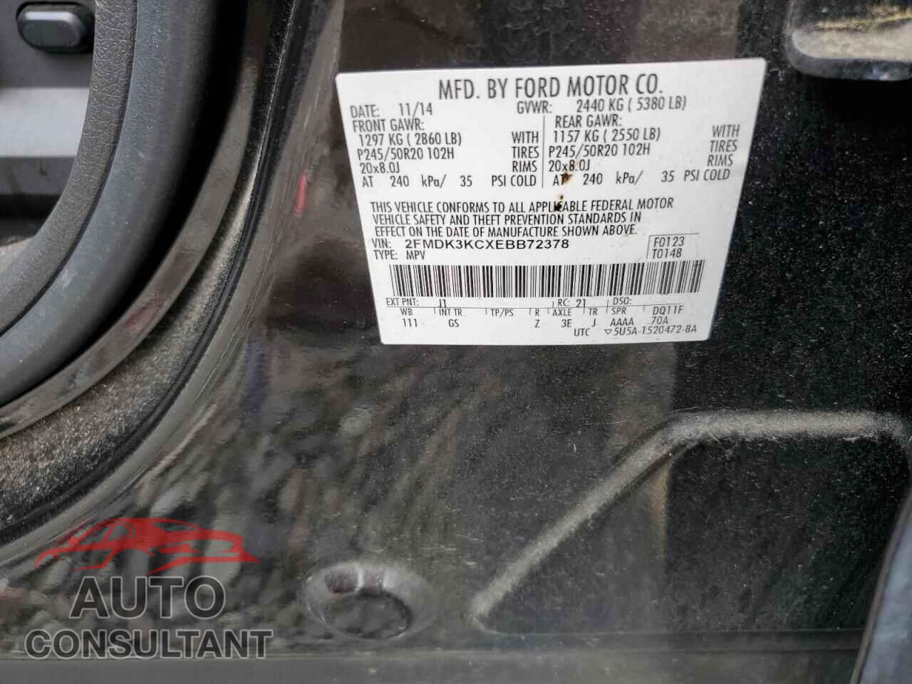 FORD EDGE 2014 - 2FMDK3KCXEBB72378