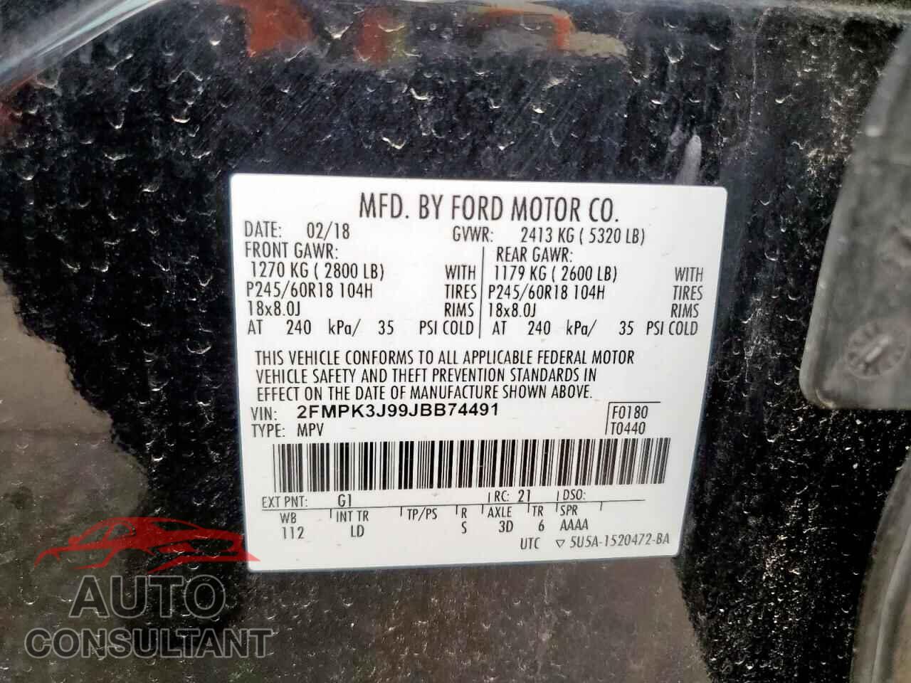 FORD EDGE 2018 - 2FMPK3J99JBB74491
