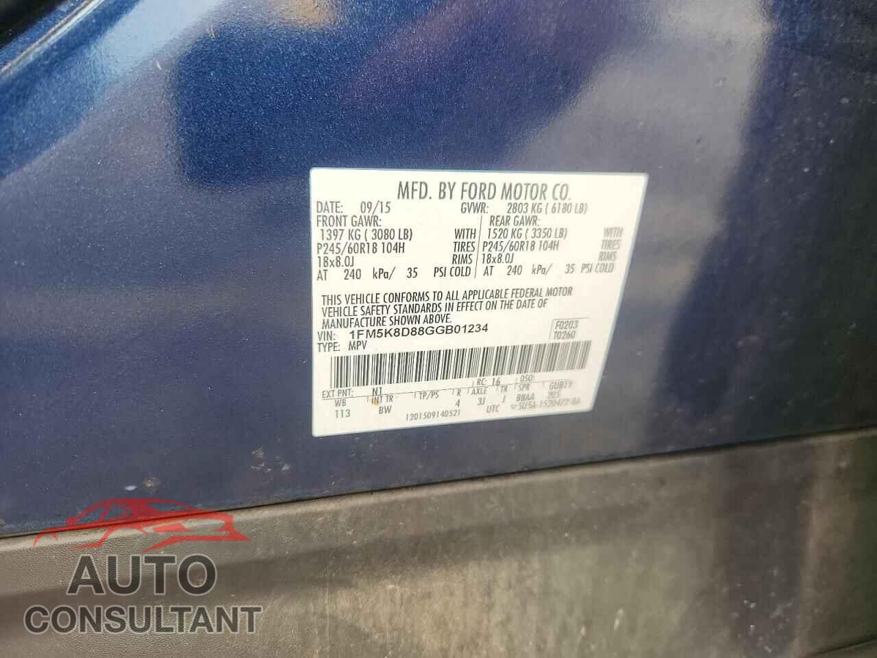 FORD EXPLORER 2016 - 1FM5K8D88GGB01234