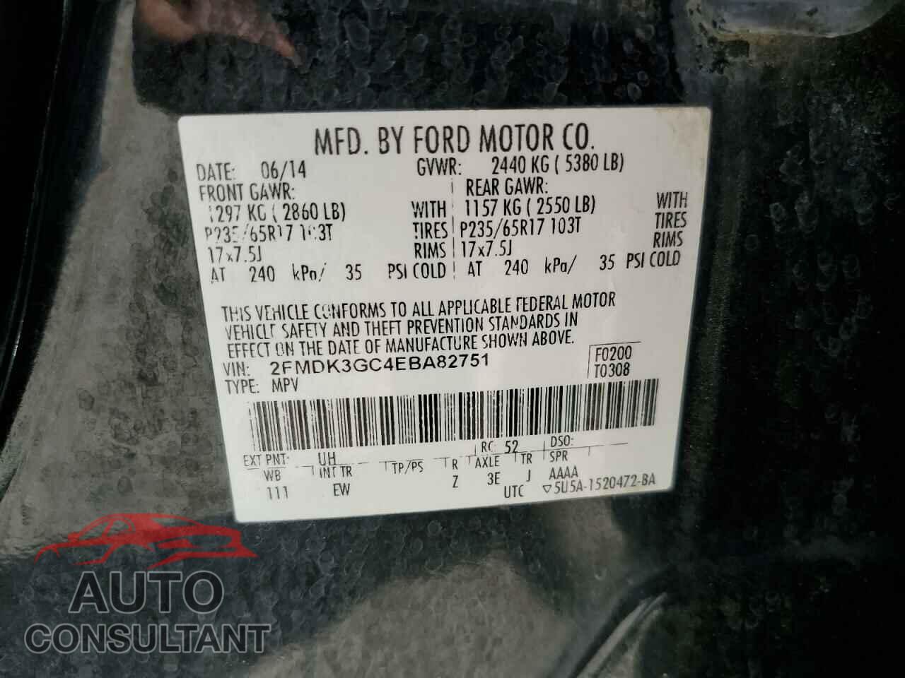 FORD EDGE 2014 - 2FMDK3GC4EBA82751