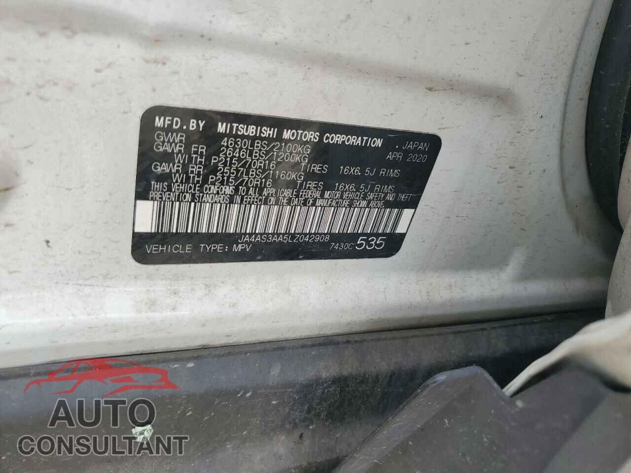 MITSUBISHI ECLIPSE 2020 - JA4AS3AA5LZ042908